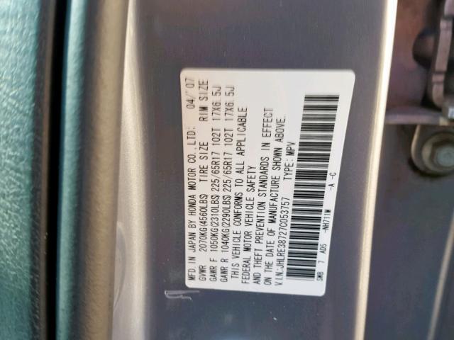 JHLRE38727C053757 - 2007 HONDA CR-V EXL SILVER photo 10