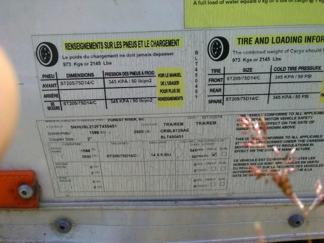 5NHUBL212FT450451 - 2014 TRAIL KING ENCLOSED თეთრი ფოტო 10