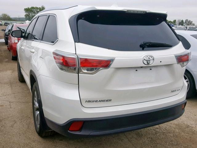 5TDJKRFH9ES053736 - 2014 TOYOTA HIGHLANDER WHITE photo 3