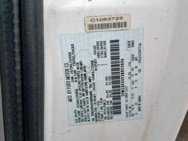 2FMZA50493BB50806 - 2003 FORD WINDSTAR W WHITE photo 10