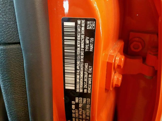 ZACCJBCB8JPJ10483 - 2018 JEEP RENEGADE T ORANGE photo 10