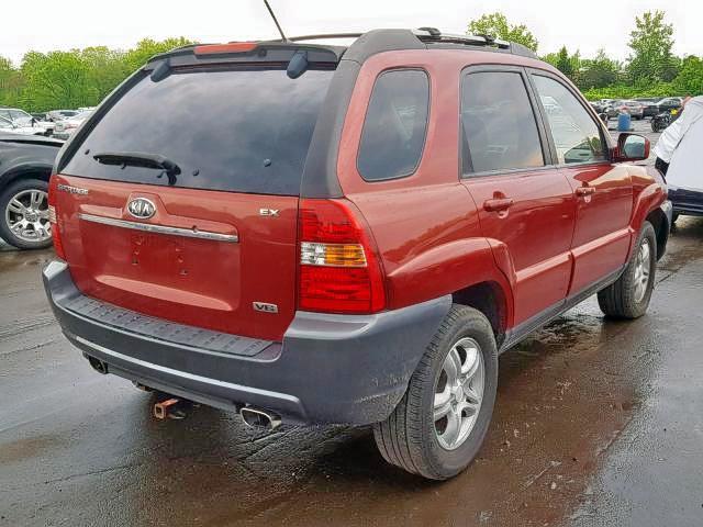 KNDJE723877450759 - 2007 KIA SPORTAGE E RED photo 4