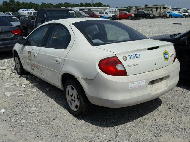 1B3ES46C01D233350 - 2001 DODGE NEON SE WHITE photo 3