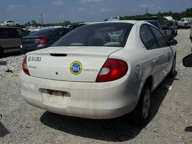 1B3ES46C01D233350 - 2001 DODGE NEON SE WHITE photo 4