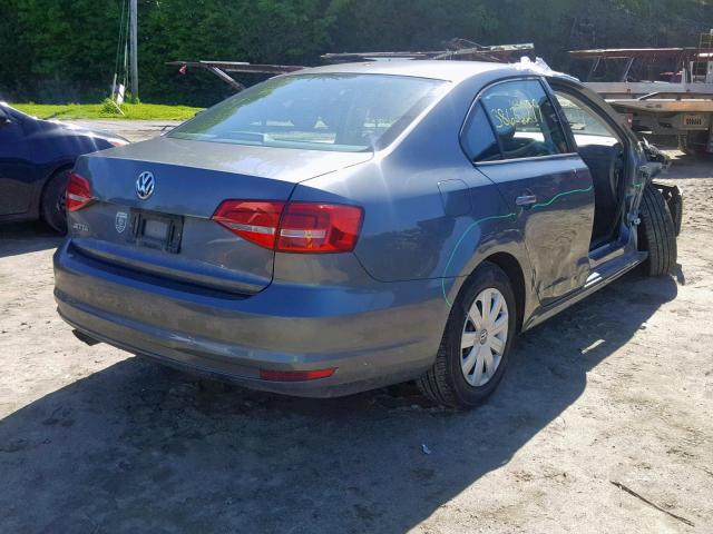 3VW2K7AJ8FM286590 - 2015 VOLKSWAGEN JETTA BASE GRAY photo 4