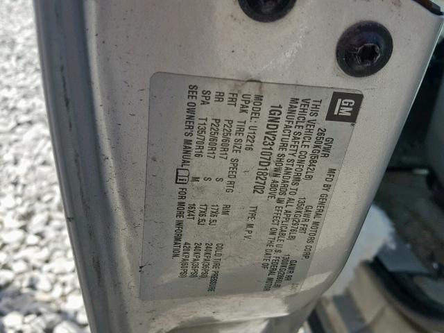 1GNDV23107D182702 - 2007 CHEVROLET UPLANDER L 银色 照片 10