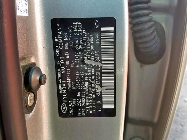 KM8JU3AG6FU068435 - 2015 HYUNDAI TUCSON LIM SILVER photo 10