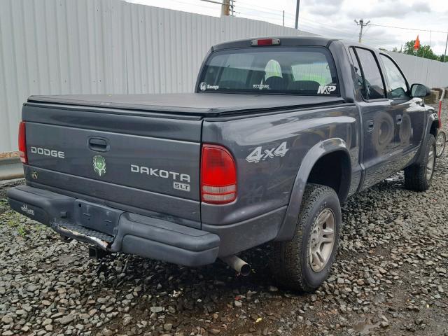 1D7HG48N54S752217 - 2004 DODGE DAKOTA QUA GRAY photo 4