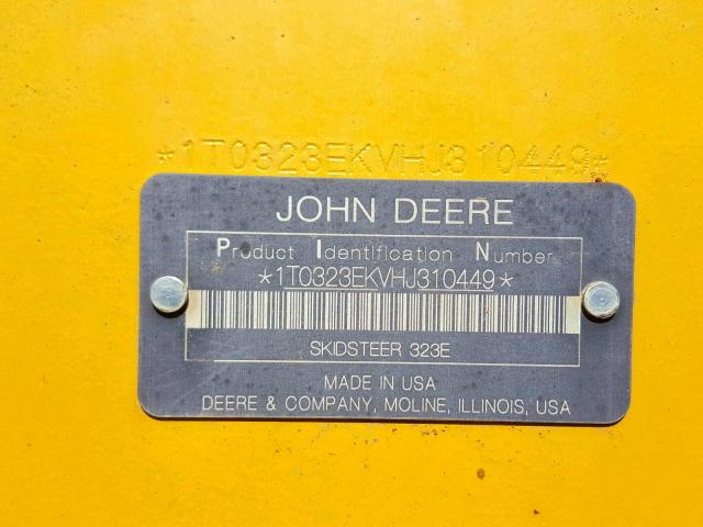 1T0323EKVHJ310449 - 2017 JOHN DEERE 323E YELLOW photo 10