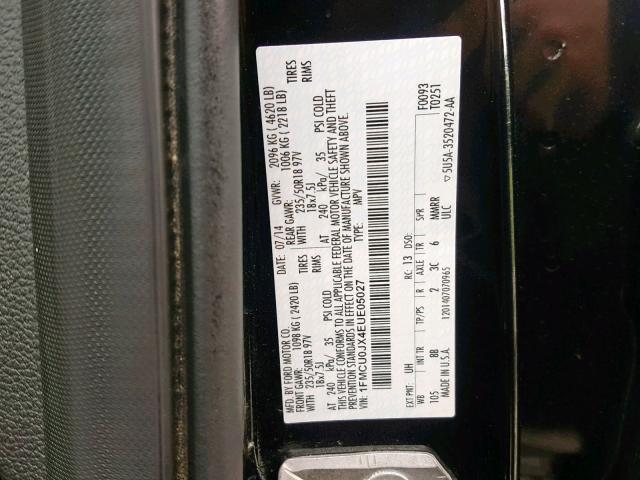 1FMCU0JX4EUE05027 - 2014 FORD ESCAPE TIT BLACK photo 10