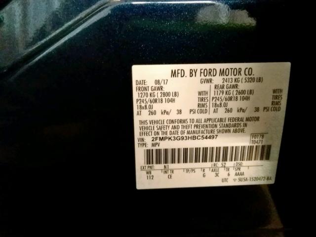 2FMPK3G93HBC54497 - 2017 FORD EDGE SE BURN photo 10