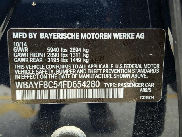 WBAYF8C54FD654280 - 2015 BMW 750 LXI BLUE photo 10