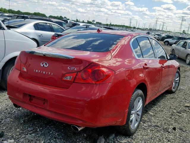 JN1CV6AR1DM354707 - 2013 INFINITI G37 RED photo 4