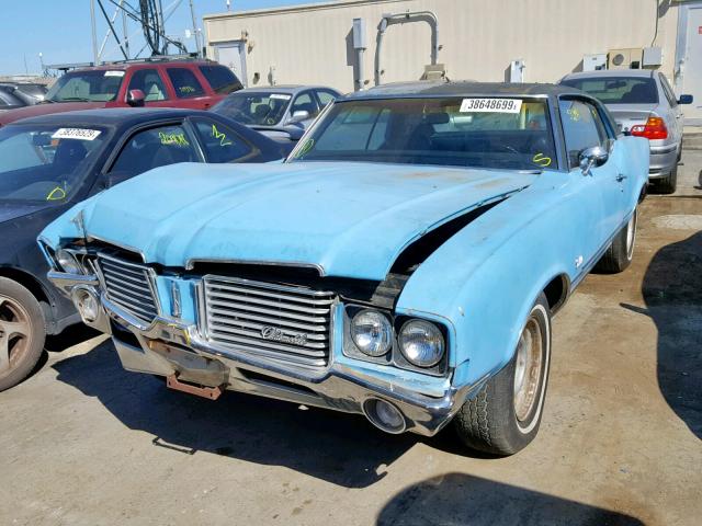 3J57H2Z135816 - 1972 OLDSMOBILE CUTLS CONV BLUE photo 2