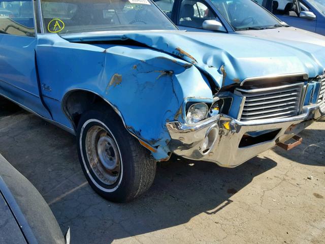 3J57H2Z135816 - 1972 OLDSMOBILE CUTLS CONV BLUE photo 9