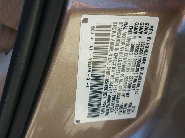 5FNRL18584B079073 - 2004 HONDA ODYSSEY LX BEIGE photo 10