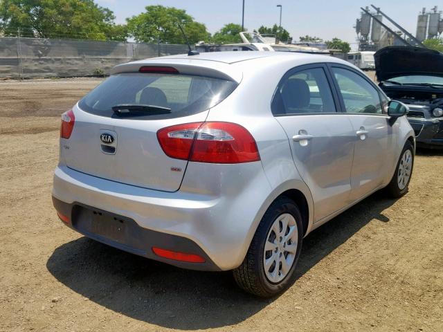 KNADM5A30D6303209 - 2013 KIA RIO LX SILVER photo 4