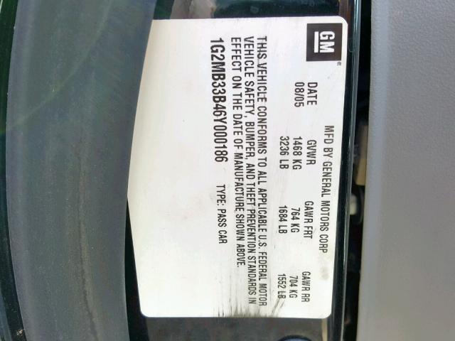 1G2MB33B46Y000186 - 2006 PONTIAC SOLSTICE BLACK photo 10