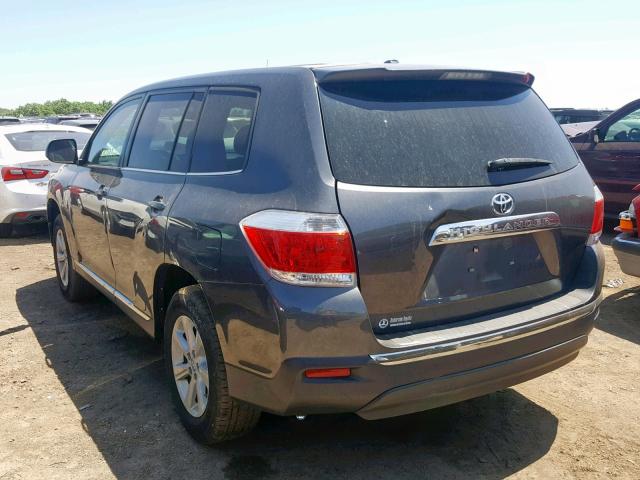 5TDZA3EHXCS029205 - 2012 TOYOTA HIGHLANDER GRAY photo 3