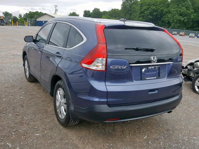 5J6RM3H77CL004591 - 2012 HONDA CR-V EXL BLUE photo 3