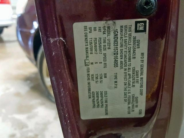 1GNDV23157D164955 - 2007 CHEVROLET UPLANDER L 红色 照片 10