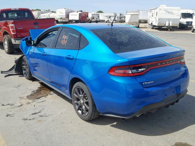 1C3CDFBB7GD519623 - 2016 DODGE DART SXT BLUE photo 3