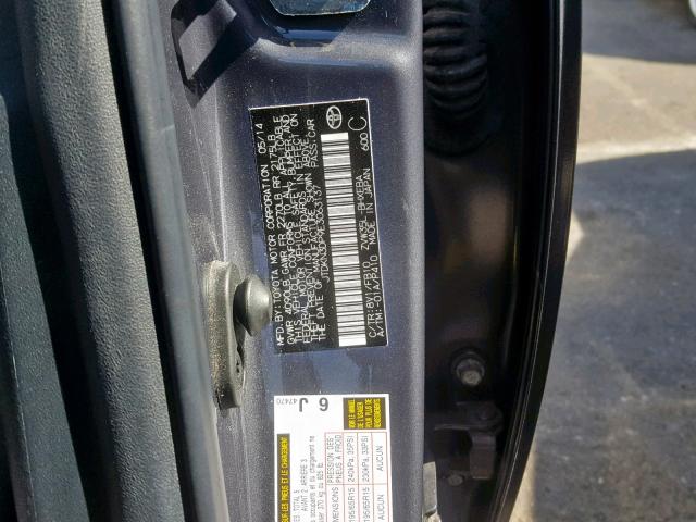 JTDKN3DP9E3063137 - 2014 TOYOTA PRIUS PLUG GRAY photo 10