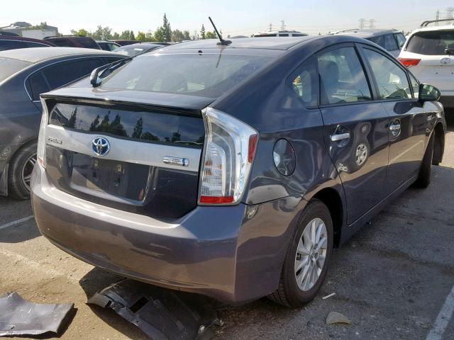 JTDKN3DP9E3063137 - 2014 TOYOTA PRIUS PLUG GRAY photo 4