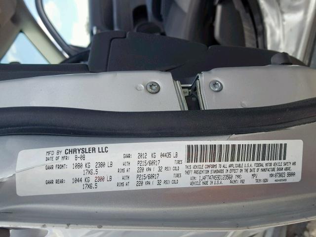 1J4FT47A59D123560 - 2009 JEEP COMPASS SP 银色 照片 10