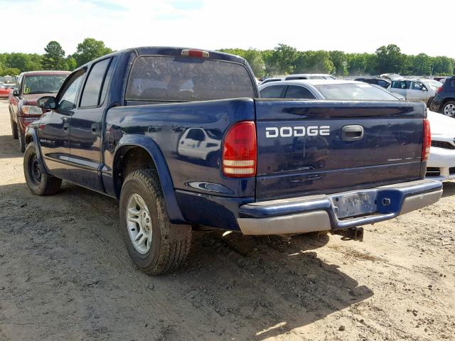 1B7HL38X52S535667 - 2002 DODGE DAKOTA QUA BLUE photo 3