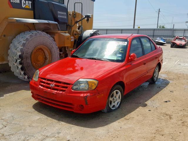 KMHCG45C04U525234 - 2004 HYUNDAI ACCENT GL RED photo 2