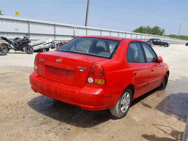 KMHCG45C04U525234 - 2004 HYUNDAI ACCENT GL RED photo 4