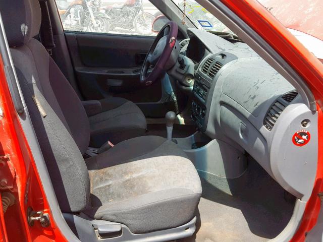 KMHCG45C04U525234 - 2004 HYUNDAI ACCENT GL RED photo 5