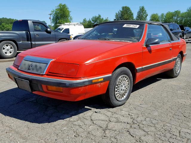 1C3XJ45K3KG221264 - 1989 CHRYSLER LEBARON RED photo 2