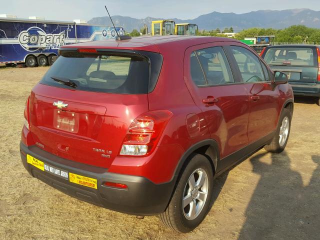 KL7CJPSB9FB161054 - 2015 CHEVROLET TRAX 1LS RED photo 4