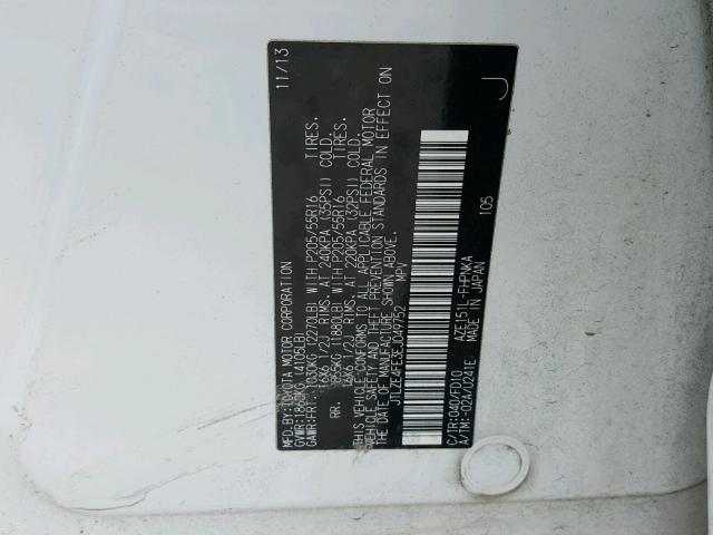 JTLZE4FE3EJ049752 - 2014 TOYOTA SCION XB 白色 照片 10