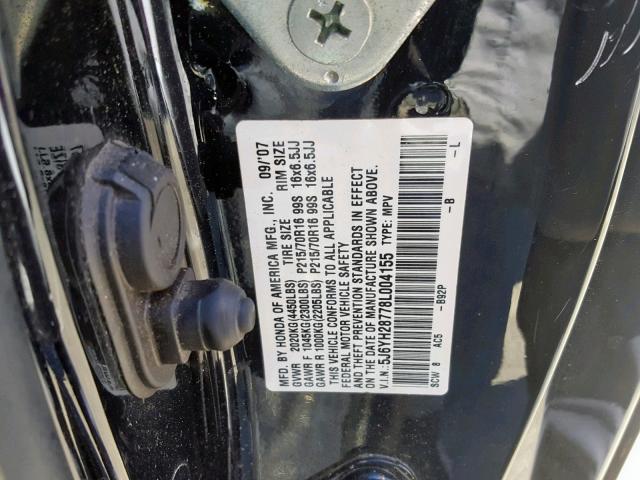 5J6YH28778L004155 - 2008 HONDA ELEMENT EX BLACK photo 10