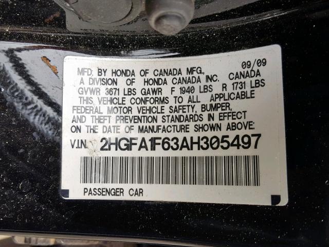 2HGFA1F63AH305497 - 2010 HONDA CIVIC LX-S Qara foto 10