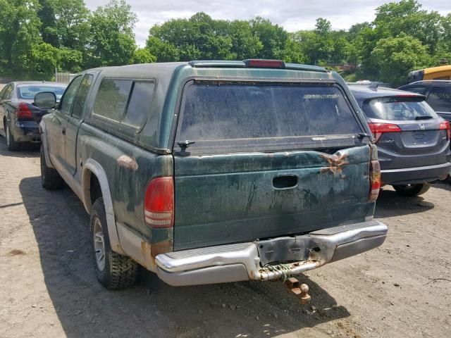 1B7GG22NXYS650999 - 2000 DODGE DAKOTA GREEN photo 3