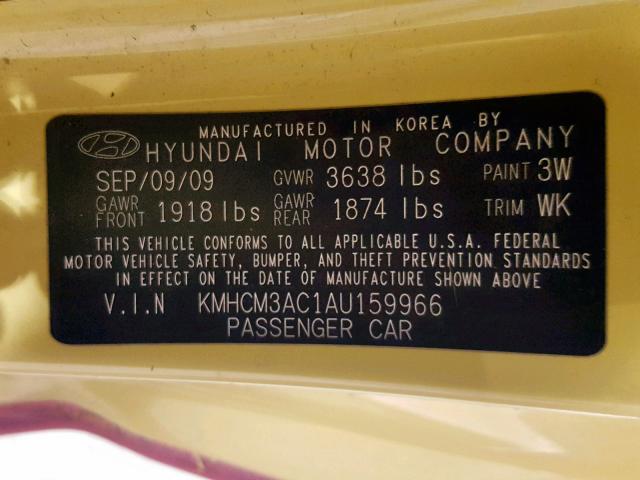 KMHCM3AC1AU159966 - 2010 HYUNDAI ACCENT BLU PINK photo 10