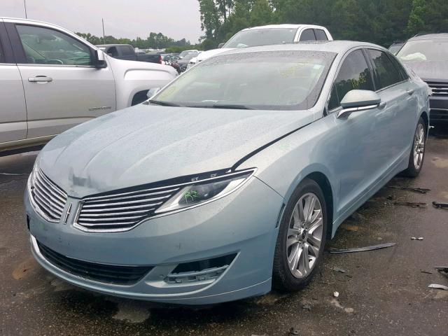 3LN6L2LU5ER816135 - 2014 LINCOLN MKZ HYBRID BLUE photo 2