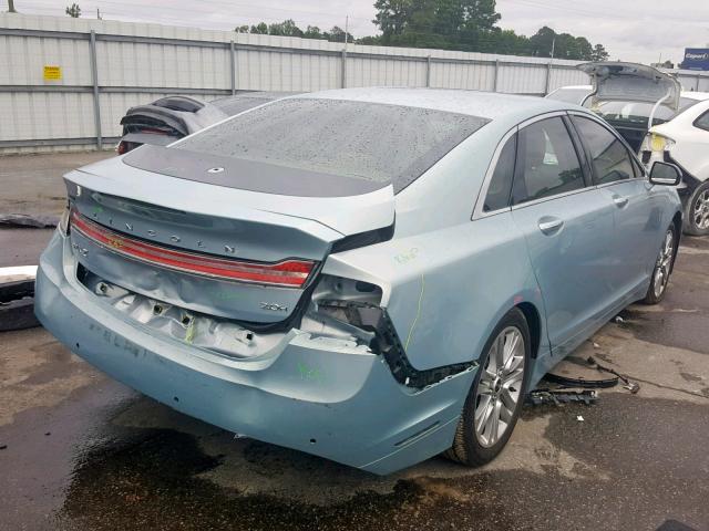 3LN6L2LU5ER816135 - 2014 LINCOLN MKZ HYBRID BLUE photo 4