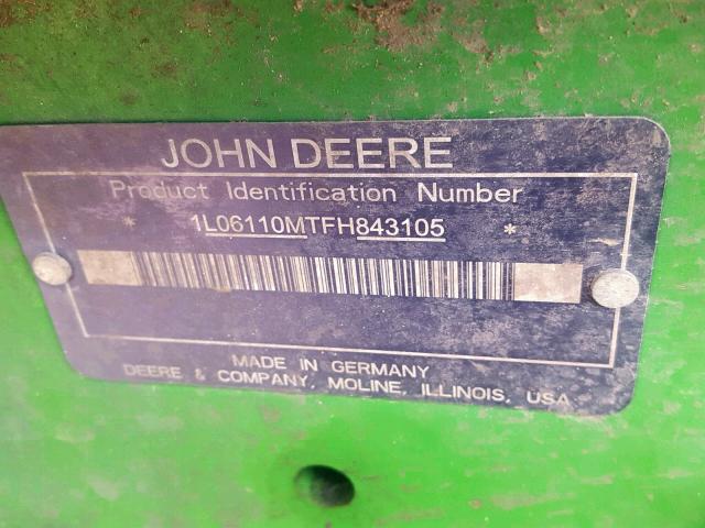 1L06110MTFH843105 - 2017 JOHN DEERE 640R GREEN photo 10