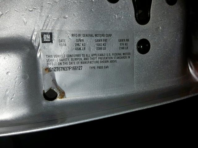 1G1ZT67N37F166127 - 2007 CHEVROLET MALIBU MAX SILVER photo 10