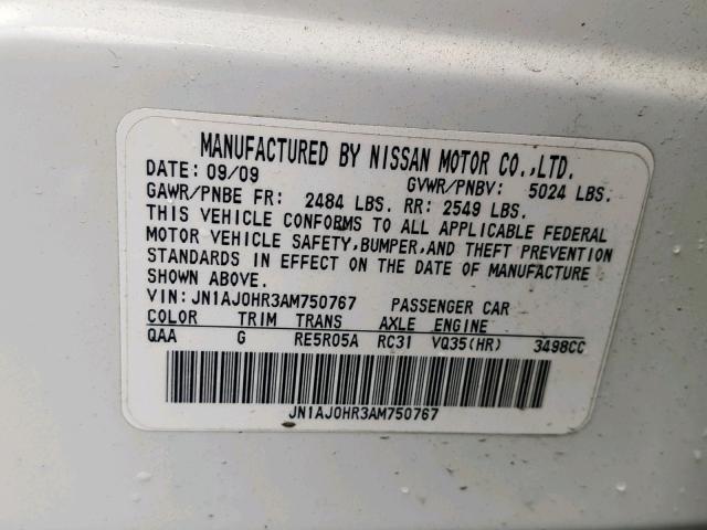 JN1AJ0HR3AM750767 - 2010 INFINITI EX35 BASE Ağ foto 10