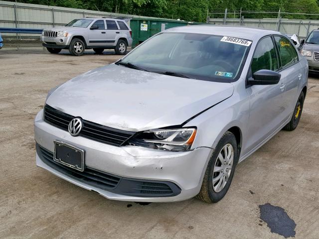 3VW2K7AJ5BM041515 - 2011 VOLKSWAGEN JETTA BASE SILVER photo 2