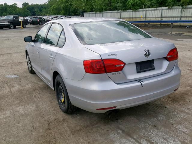 3VW2K7AJ5BM041515 - 2011 VOLKSWAGEN JETTA BASE SILVER photo 3