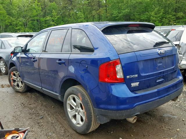 2FMDK4JC2DBA44626 - 2013 FORD EDGE SEL BLUE photo 3