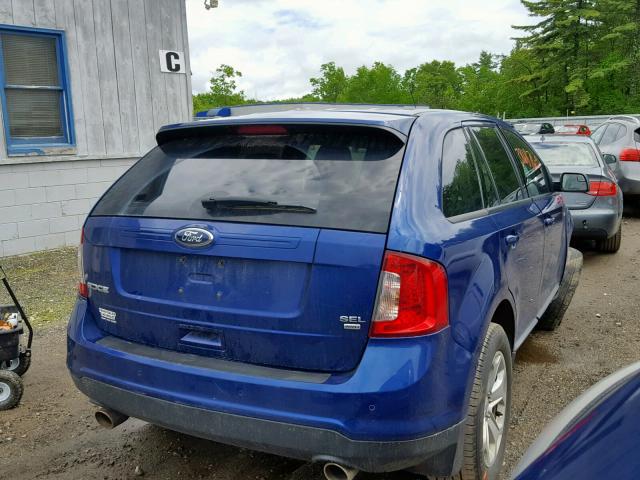 2FMDK4JC2DBA44626 - 2013 FORD EDGE SEL BLUE photo 4