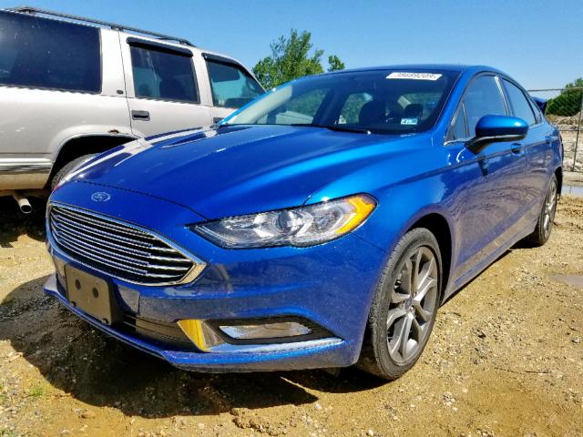 3FA6P0G70HR347497 - 2017 FORD FUSION S BLUE photo 2